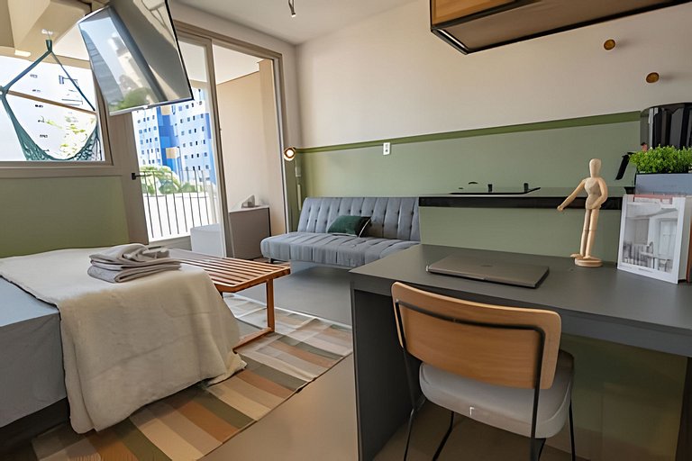 Studio Jardins I Varanda e Home Office