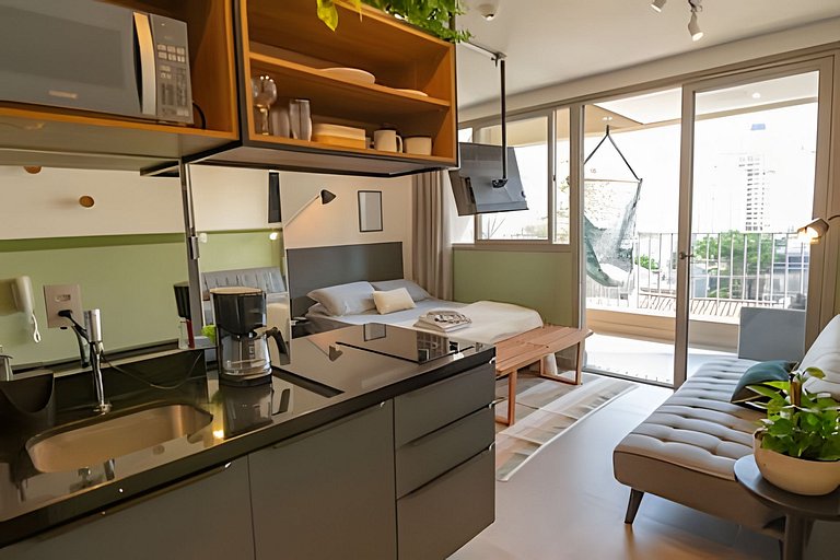 Studio Jardins I Varanda e Home Office
